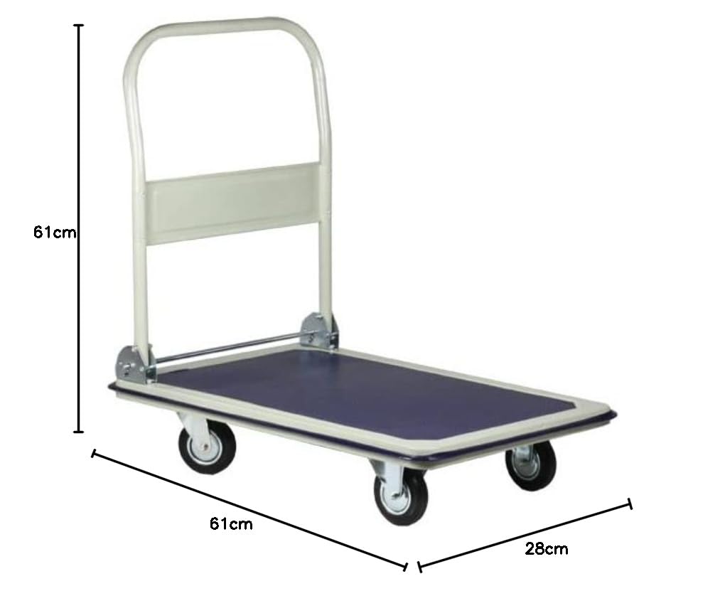 Svelt Carrello Portatutto Professionale in Acciaio – Maniglione Richiudibile a Pedale, Portata 300 Kg, Ruote Piene Antiforatura, Piattaforma 57,5x80 cm