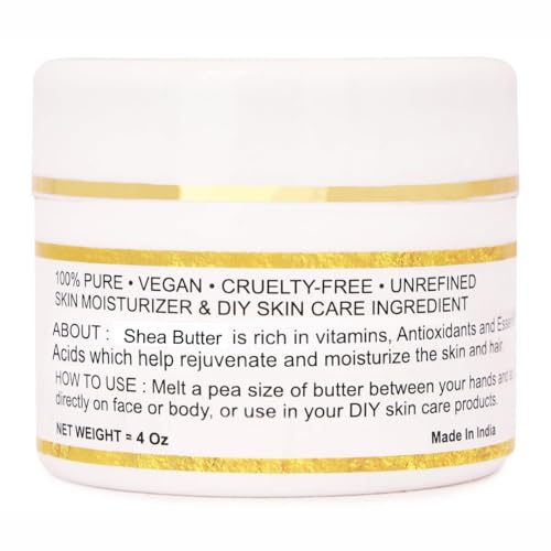 Bio-rohe, afrikanische Sheabutter, 100% rein, natürlich und unraffiniert, Haut-Feuchtigkeitscreme für Gesicht, Körper und Haare, 115 g, elfenbeinfarben/weiß, Klasse A | DIY-Cremes, Balsam, Lotionen