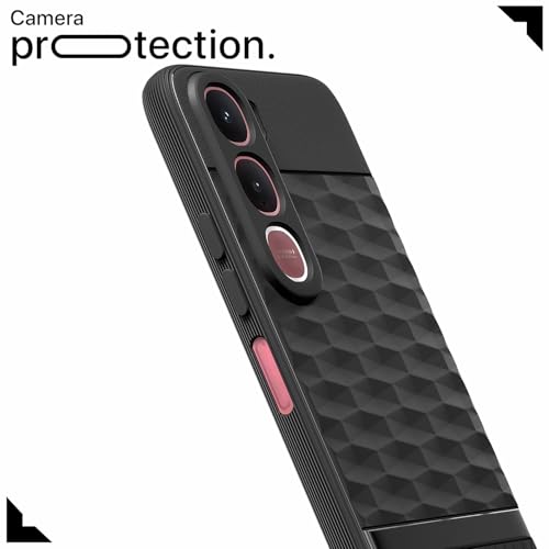 Image of Pikkme Back Cover for Vivo Y31 5G Camera Protection 3D Hexa Cube Design Silicone Protective Bumper Case (Black)