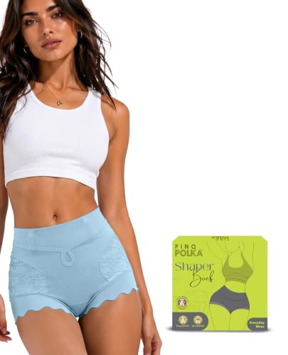 Image of PINQ POLKA Tummy Tucker High Waist Shaper Brief Panty Women, Underneath Belly Fat Control Shapewear All Weather, Breathable Lace