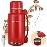 Miicasa Travel Electric Kettle, 1L Portable Tea Kettle with Temperature Control and LCD Display,Portable Water Boiler & Auto Shut off for Travel,Heating Mug, 304 Stainless Steel Kettle