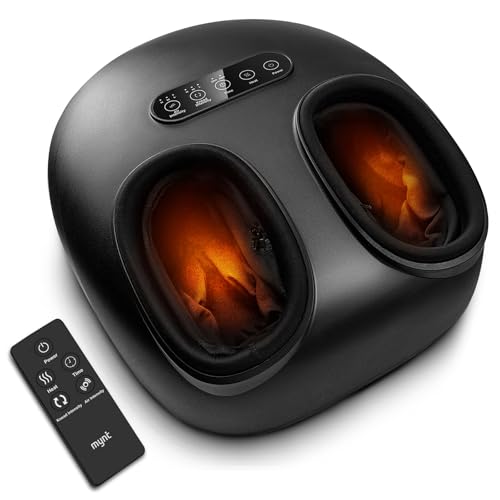 Mynt Shiatsu Foot Massager with Heat Fits Up to Men Size 14, Foot Massage Machine with Deep Kneading Compress Remote & Touch Panel for Plantar Fasciitis, Gift for Father Mother