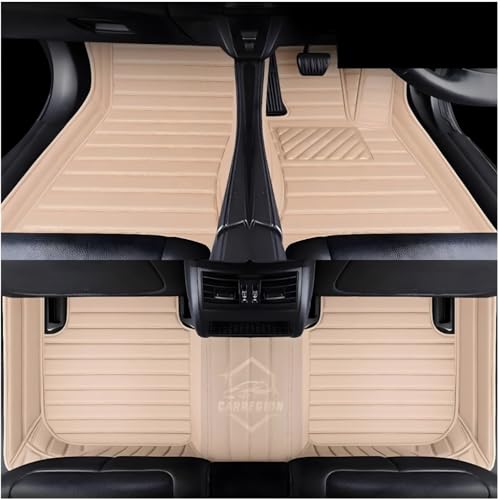 Image of 10D Car Foot Mat for Tata Sierra EV | Beige | Premium Leatherette Imparts Luxurious & Elegant Look | Waterproof Dust Proof | Custom Fitted Car Floor Tray Mat