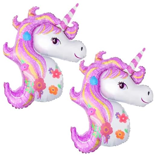 Decoracion Unicornio Cumpleaños 2 Unicornios Globos Gigantes de Papel de Aluminio Rosa de 40 Pulgadas/100 Centímetros para Decorar el Cumpleaños de una Chica. Vuela con Helio.