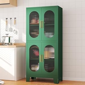 61 metal pantry cabinetkitchen storage cabinets with acrylic glass doors and adjustable shelveswhite cupboard for bathroomlaundryliving roomdinning roomhome office  urban country home decor