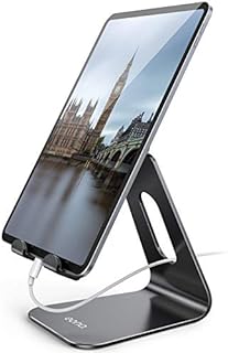 Amazon Brand - Eono Tablet Phone Stand, Adjustable Tablet Holder Desktop Dock for iPad 9, iPad Pro 9.7/10.5/11/12.9, Air 2 3 4, mini 6, iPhone 14, Kindle, Galaxy Tab, Switch, 4-13" Devices - Black