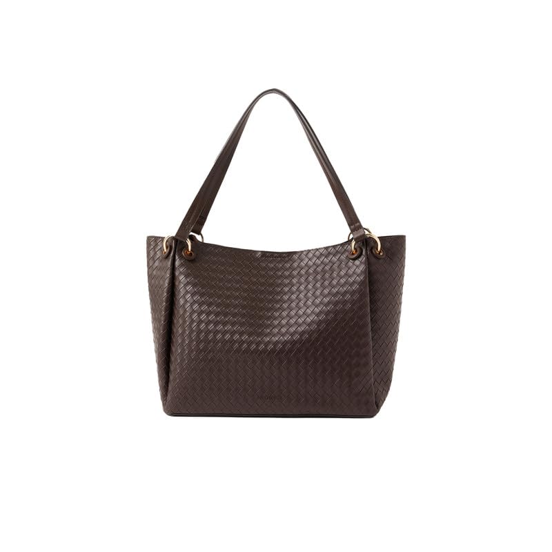 Image of Accessorize London Women's Chocolate Brown Woven Shoulder Bag
