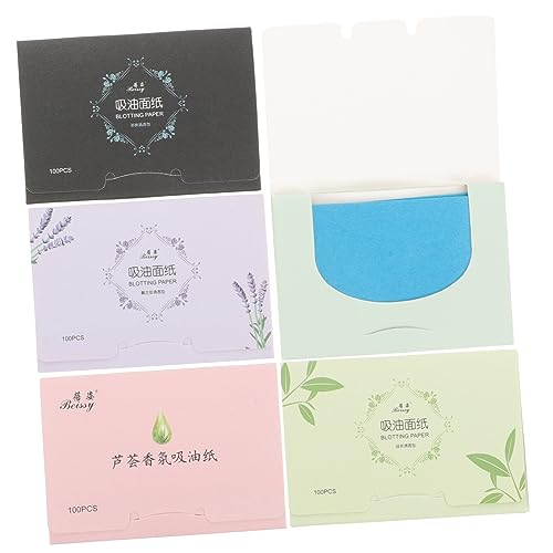 DEARMAMY 1set Facial Oil Blotting Paper Linen Pink Lavender Green Oil Absorbing Tissues for Home Gym Office Random Color 500pieces