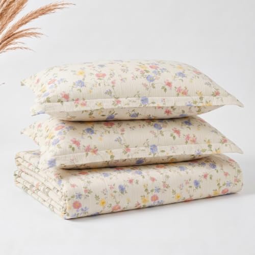 Image of SANMARINO Cloud Cotton 210 TC King Size Bedsheet with 2Pillow Covers | Ultra Soft & Breathable | Floral Design Bedding Set | Hotel-Quality Comfort for a Luxurious Sleep | 270 x 250 cm | Pastel Garden