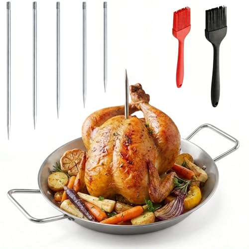Vertical Kebab Skewer Stand 10-Inch Stainless Steel Plate with 5 Spikes