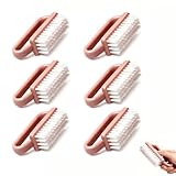 Xynovate 6 Pcs Handbürste, Kunststoff Nagelbürste mit Griff, Handwaschbürste für Reinigung von Hand Nagel, Maniküre, Staubbürste, Pediküre, Ideal für Bad, Werkstatt(Dunkelrosa)