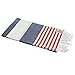Produktbild Carenesse Hamamtuch Tommy 100 x 180 cm I Hamam Handtuch 100% Baumwolle im Marine Look: blau-weiß-rot gestreift I Extra breites & saugfähiges Pestemal / Fouta I Saunahandtuch mit kleinem Packmaß