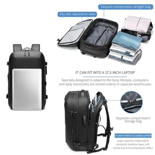 Spacevac Pro Backpack, Air Vacpack Backpack with Vacuum Seal Compression, 60L Expandable Easy Vac Travel Bag with Pump (Prestige-Blue, 60L（with electric air pump）)4