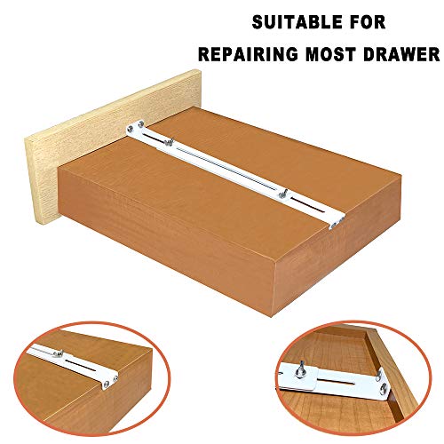 FRMSAET Drawer Repair Kit - Used to Reinforce and Repair Wooden/MDF/Chipboard Drawers Cabinet Reinforcement Heavy Duty Steel Hardware Furniture Accessories Brackets - Includes Screws (4 Pack)