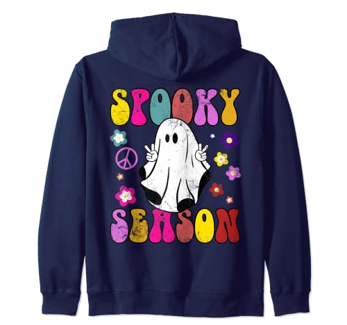 Divertente retrò hippie Halloween carino fantasma spettrale stagione Felpa con Cappuccio