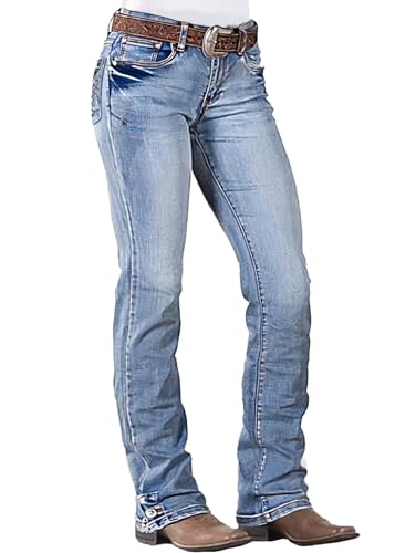 Flamingals Boot Cut Jeans for Women Mid Waist Straight Leg