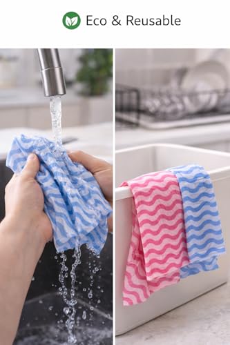 Image of Non Woven Reusable & Washable Kitchen Towel Roll | Ultra Absorbent, Antimicrobial & Anti Odour for Spotless Cleaning | Quick Dry Multi Purpose Hand or Machine Washable (3 Rolls, Upto 120 Pulls)