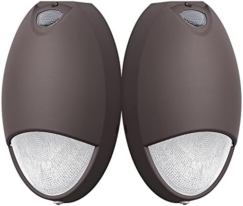 Led Emergency Light with Battery Backup Photocell Sensor Waterproof Self Test Diagnostics-Commercial Exterior Outdoor Aluminum Wall Pack Emergency Lighting Fixtures 120-277VAC UL Certified ( 2 Pack )