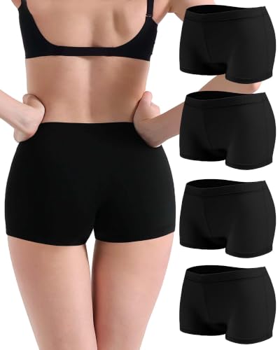 Image of Women's Boyshorts Underwear Cotton, Full Coverage Panties, Womens Boyshort Boxer Briefs Breathable for Women 4 Pack