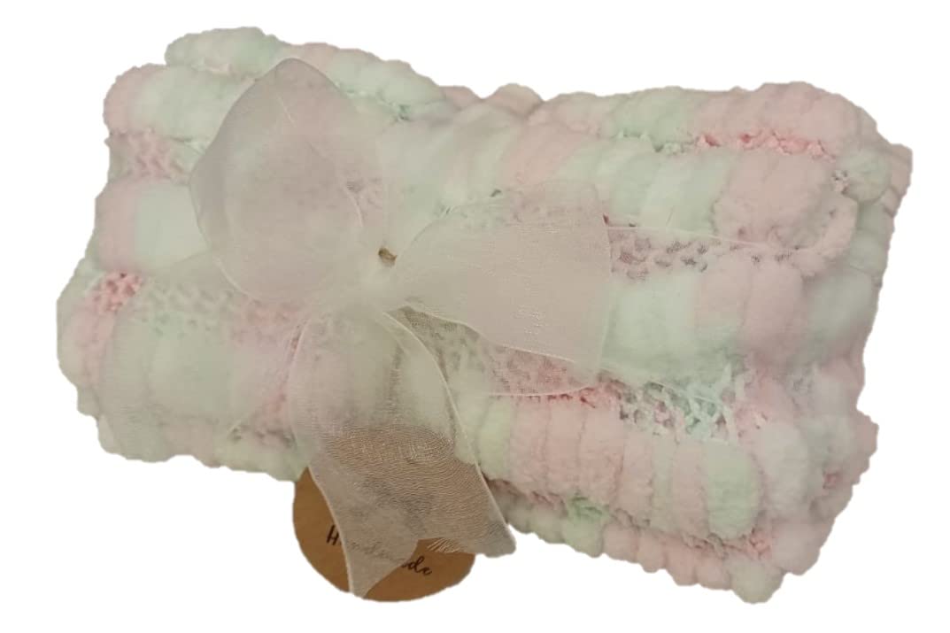 Car Seat Baby Blanket, Super Soft & Fluffy (White/Pink/Mint)