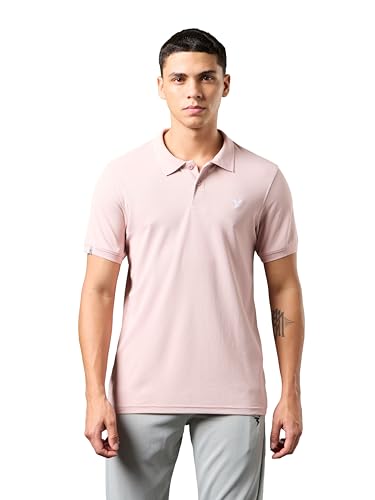 Image of TECHNOSPORT Men's Solid Slim Fit Polo Collar T-Shirt MATPIQ Half Sleeve Button Polyester for Gym Running Workout UPF50+ Anti Odour