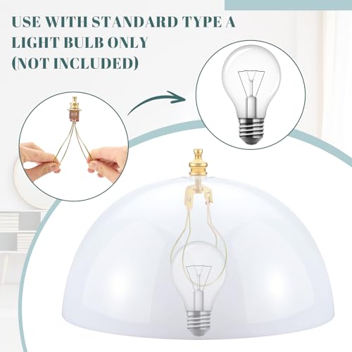 Image of Marsui 4 Pcs Clip on Dome Lamp Shade for A-type Bulb, 7 5 /8 inch Diameter x 4 1 /10 inch Height Ceiling Shade, Soft Glow Easy Clean Light Cover for Basement Hallway (Classic,Gold Clip)