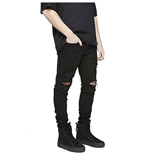 LONGBIDA Men's Ripped Slim Fit Skinny Destroyed Distressed Tapered Leg Jeans - Image 3