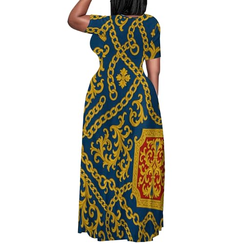 Image of PinkPatty Plus Size Maxi Dress for Women Summer Casual Short Sleeve Tshirt Dresses with Pockets (XL-6XL)