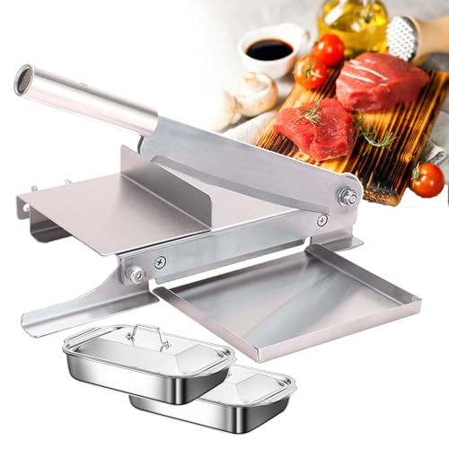 Cortador manual de carne, cortador de huesos de acero inoxidable para uso comercial, máquina de corte de carne ajustable, cortador de costillas eficiente con botón de fácil control