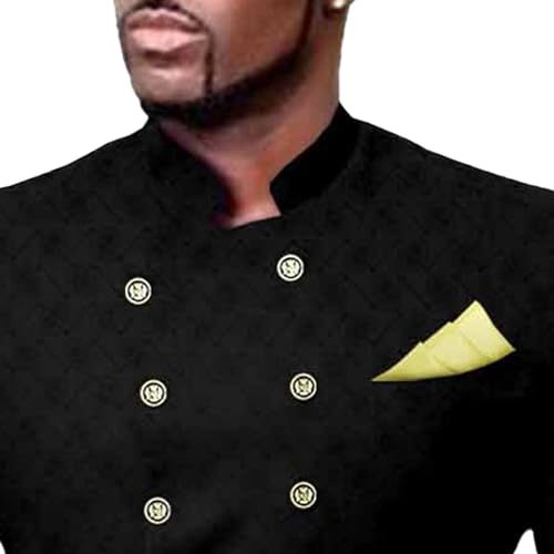 Men's Double Breasted 2 Piece Set Slim Fit Stylish African Tuxedo Jacket & Pants Wedding Prom Party Tailcoat Suit3