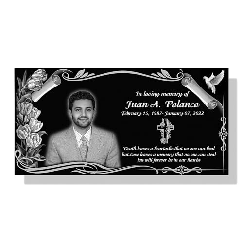 Image of 16''x8''Personalized Memorial Stones,Grave Markers, Outdoors Grave Plaques, Cemetery Memorial Stones, headstones for Humans,tombstones for Graves