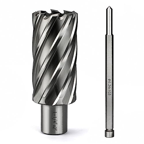 Image of JESTUOUS Annular Cutter 3/4 Inch Weldon Shank 1-1/4 Cutting Diameter 2 Cutting Depth Slugger Bits HSS Kit for Magnetic Drill Press
