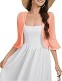 Bbonlinedress Bolero - Cárdigan de manga larga para mujer, elegante, informal, bolero, para vestido de noche, frente abierto, chaqueta de hombro, Rosa Naranja, S