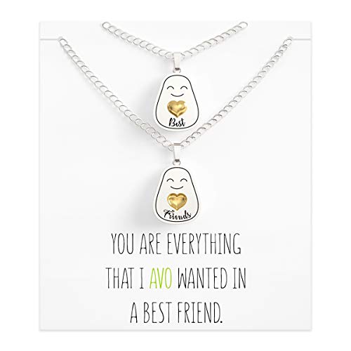 Happy Kisses BFF Necklace for 2 – Avocado Best Friends Necklaces – Women/Girls/Teens Jewelry