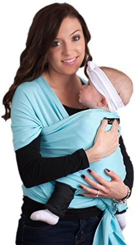 9-in-1 CuddleBug Baby Wrap Sling + Carrier - Newborns & Toddlers up to 36 lbs - Hands Free - Gentle, Stretch Fabric - Ideal for Baby Showers - One Size Fits All (Light Blue)