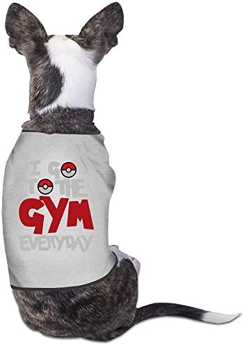 LOVEN I Go To The Gym Everyday Plus Symbol Pet Puppy Clothes Gray Large