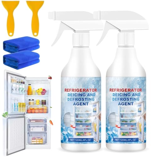 2PCS Defrosting Spray for Fridge Freezer 4fl.oz Refrigerator Defrosting Deicer Spray Efficiently Fast Removes Ice Buildup