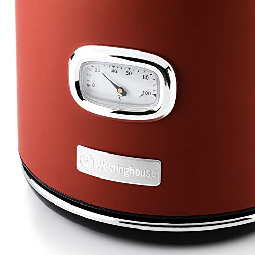Westinghouse Retro Kettle - 1.7 Liter Electric Kettle - Fast Boil - Water Boiler For Hot Drinks - Quiet Boil & Detachable Filter - 2200W Red Kettle - Image 3