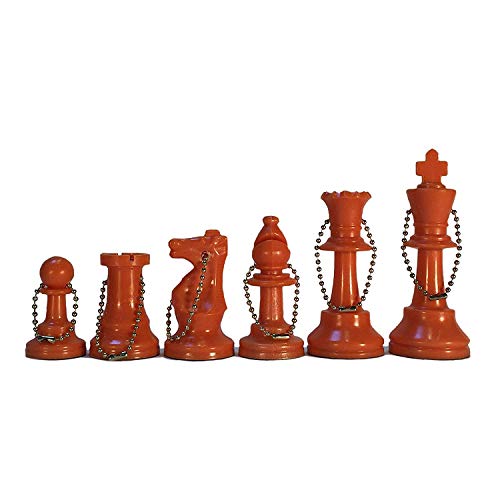 WE Games Bulk Keychain Chess Set, 17 Orange Plastic Chess Pieces w/Chain, Key Ring, Cute Keychain Accessories, Keychain for Men, Car Keys Keychain