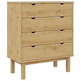 vidaXL Schubladenschrank Schubladenkommode Kommode Aufbewahrungsschrank Beistellschrank Sideboard Schrank 76,5x39,5x90cm Massivholz Kiefer