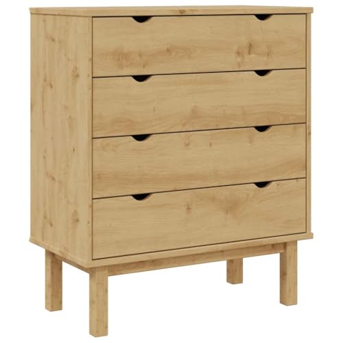 vidaXL Commode OTTA 76,5x39,5x90 cm Bois de pin Massif, Commode, Armoire de Rangement, Armoire à dossiers, commodes, Armoire