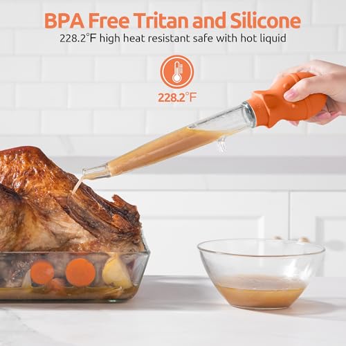 Image of U-Taste Turkey Baster for Cooking, Large Basting Bulb with Brush, Orange