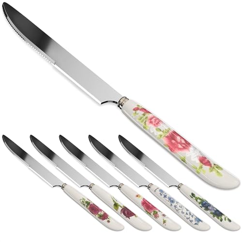 Floral Knife Set of 6 – Fancy Butter Knife Set