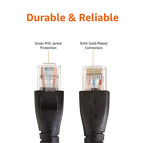 Amazon Basics RJ45 Cat-6 Ethernet Patch Cable, 1Gbps Transfer Speed, Gold-Plated Connectors, 10 Foot, Fast Data Transfer for PC, Laptop, Gaming Consoles, Router, Printer, Black view 3