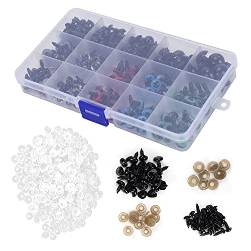Plastic Safety Eyes and Noses with Washers 640pcs, Plastic Eyes and Noses Pack, Plastic Safety Eyes and Noses with Washers, Plastic Eyes and Noses Pack Safety DIY Craft Kit Set with Storage Box