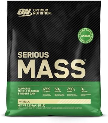 Optimum Nutrition Serious Mass, Proteinpulver, 5.33 kg, 16 Portionen | Vanilla, Gainer Hochkalorisch mit Vitamine, Kreatin und Glutamin,Unterstützt den Muskelaufbau