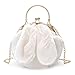 ileibmaoz Sac De Soirée Femme Femmes Messenger Sacs Solide en Peluche Sacs À Main Flanelle Lapin Pochette Circulaire Adolescente Sac À Bandoulière Beige