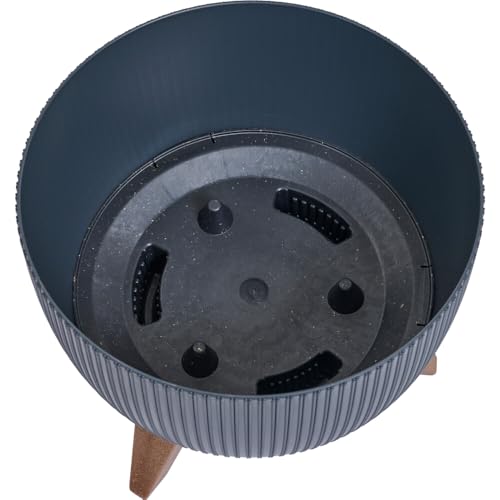 Pflanzgefäße Oslo Stripe anthrazit Streifenoptik, 47 x 26,5 cm Kunststoff auf Füßen mit Einsatz