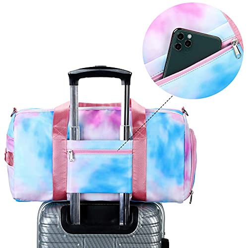 Duffle Bag for Girls Sport Gym Bag Weekender Carry On Workout Duffel Overnight Shoulder Bag with Shoe Compartment (Blue… - Image 6