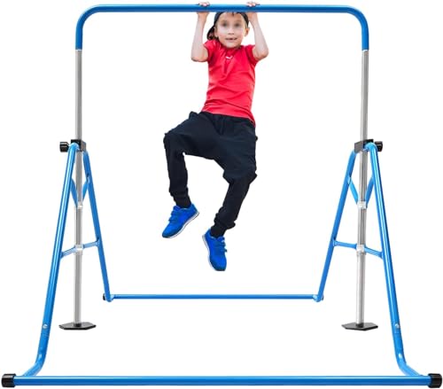 Gymnastikstange für Kinder Reckstange Outdoor-Reck für den Garten-Klettergerüst für Kinder und Jugendliche Reckstange Höhenverstellbare für Home Gym Garten (Blau Höhenverstellbar 115-155cm)